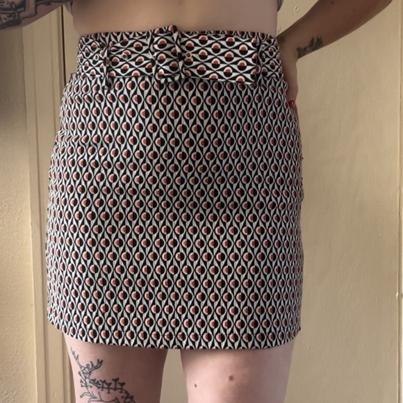 Urban Outfitters Retro Psychedelic Patterned Cotton Mini Skirt w/ Matching Belt - Picture 7 of 7
